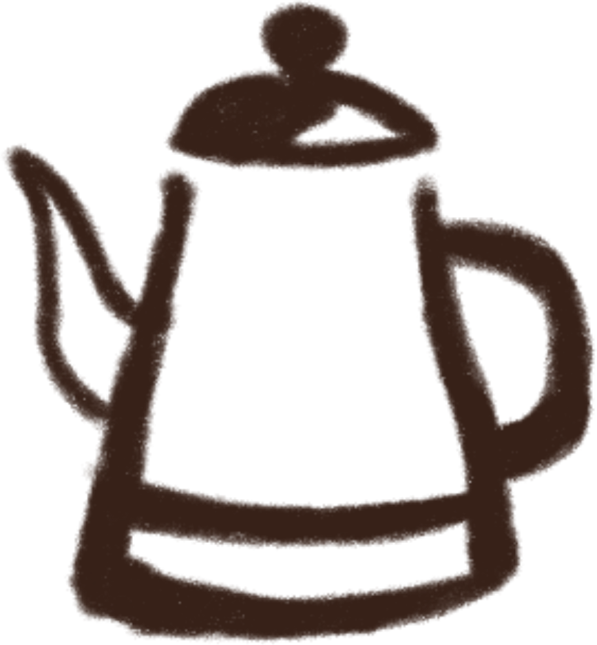 Hand-drawn artisanal tea kettle illustration